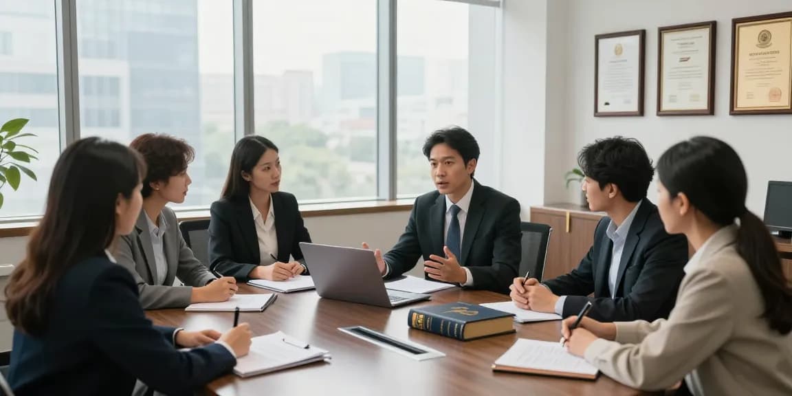 Visit the site to see a lawyer consulting clients in a modern office setting, showcasing dedication and professionalism.