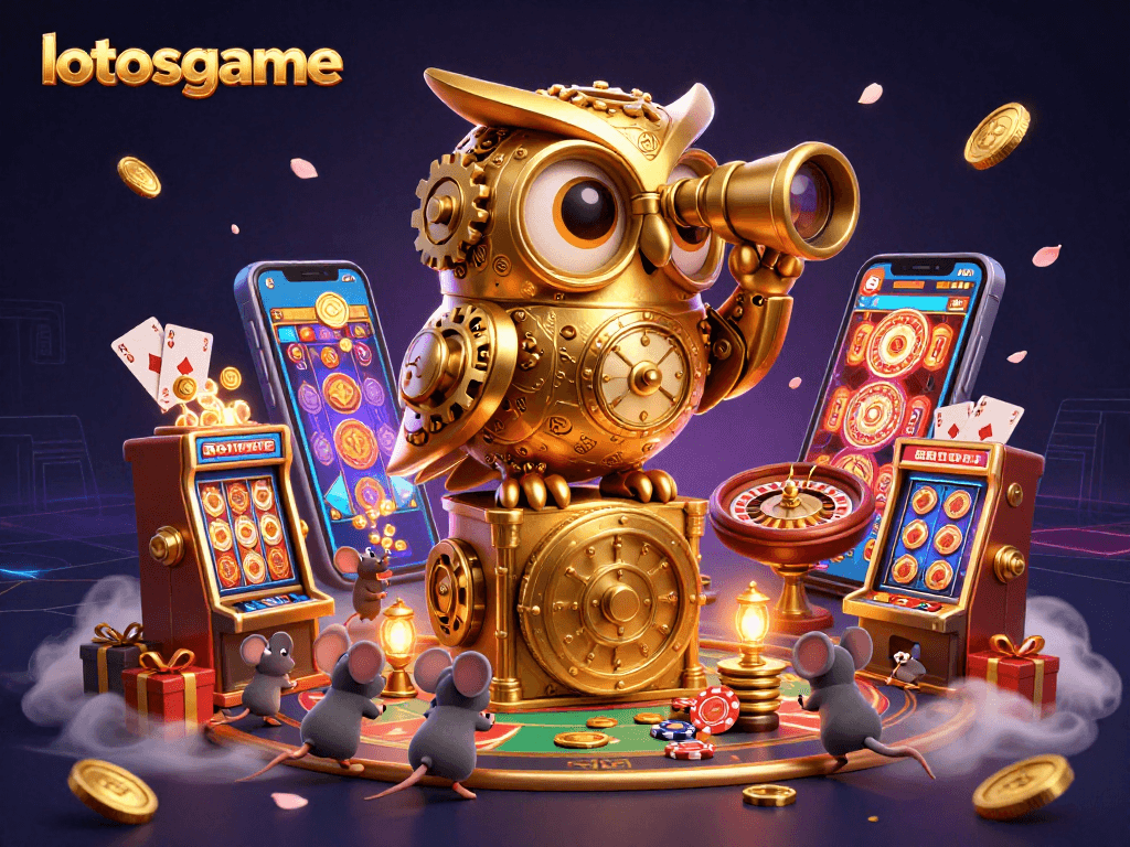 Experience immersive gaming action with lotosgame and explore vibrant casino elements in this dynamic 3D scene.