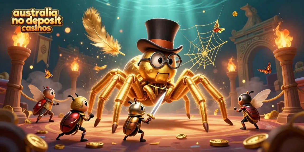Engage with australia no deposit casinos through a vibrant 3D illustration showcasing dynamic characters and casino elements.