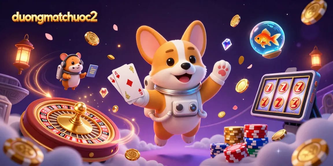 Engage in the thrilling adventure of duongmatchuoc2 as floating characters navigate a dynamic cosmic casino