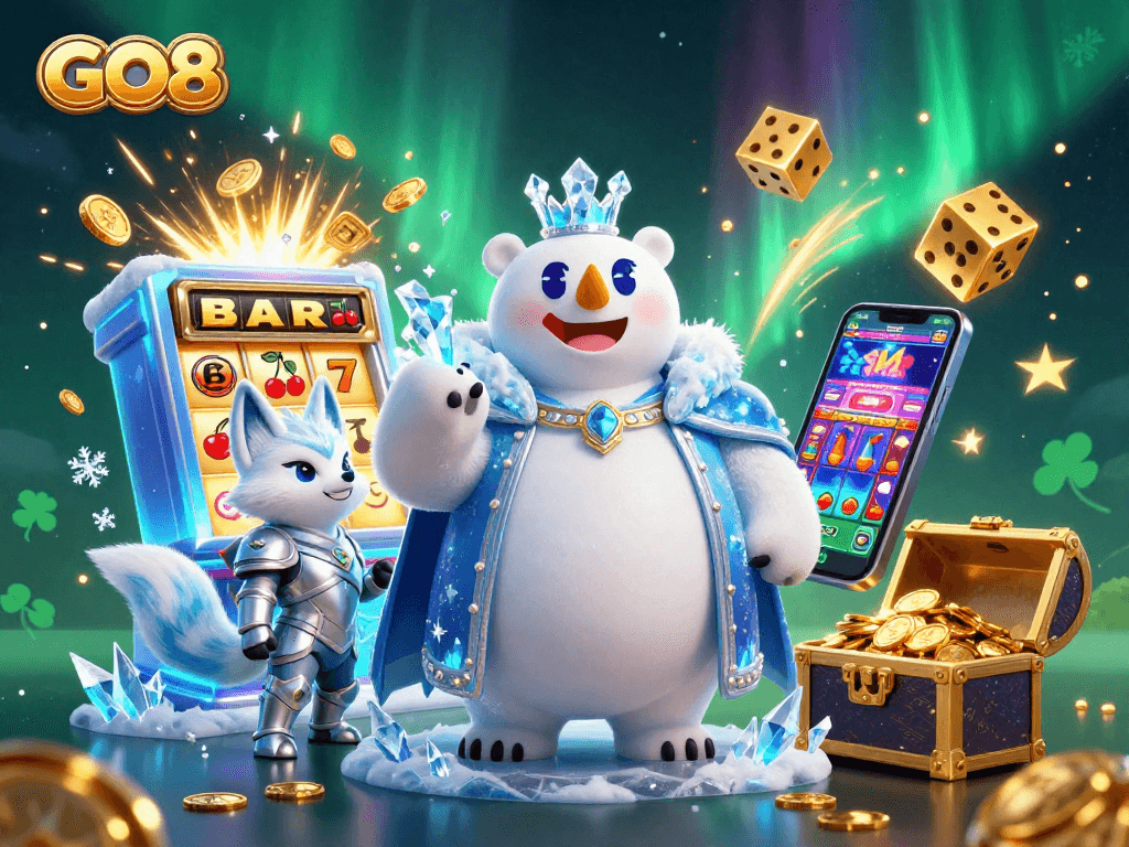 Spin to win with GO8 as the ice king polar bear and snow fox reveal a jackpot explosion!
