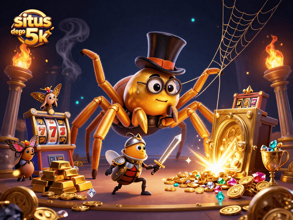 Engage with situs deposit 5k and experience thrilling slot adventures in this dynamic illustration.