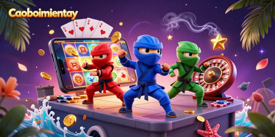 Experience thrilling action in caoboimientay with colorful ninja chameleons and exciting casino elements.