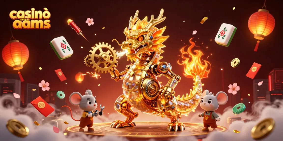 Gioca ai casinò non AAMS con il drago d'oro e simboli di fortuna.