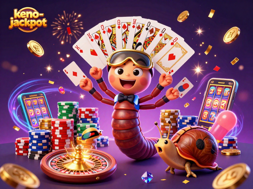 Engage with keno-jackpot in a thrilling casino scene full of excitement and vivid details.