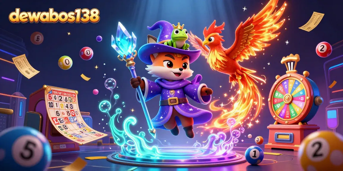 Experience thrilling gaming with dewabos138 in a magical scene filled with dynamic lottery action.