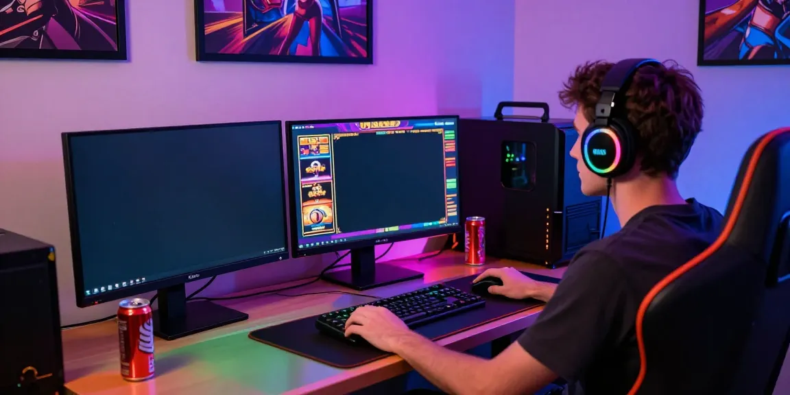 Player enjoying immersive slot gacor gameplay in a vibrant gaming setup.