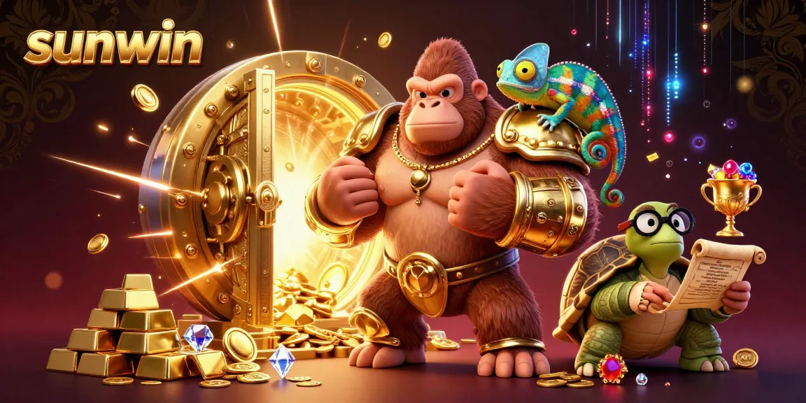 Experience thrilling adventures at Sunwin, where a powerful gorilla king leads the way to treasures in a vibrant casino world.