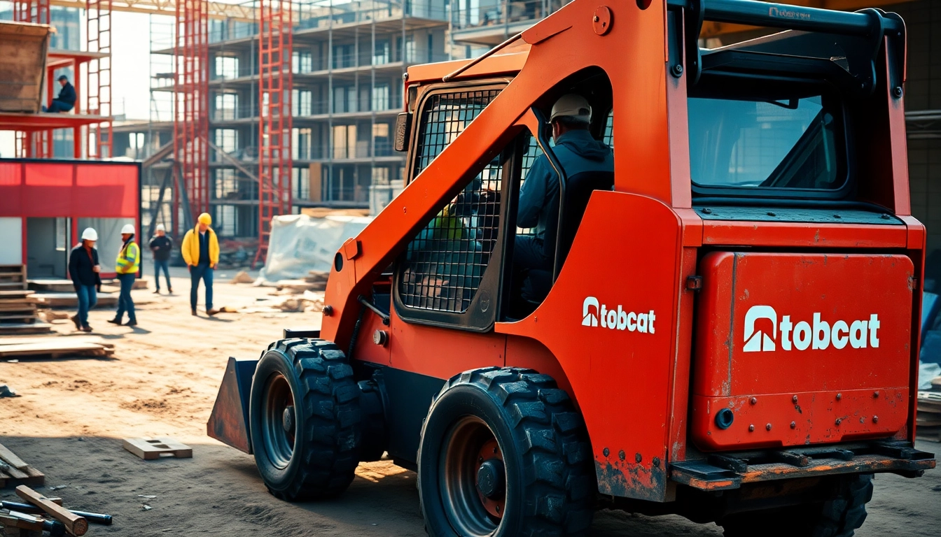 Bobcat excavator working enthusiastically on a construction site.