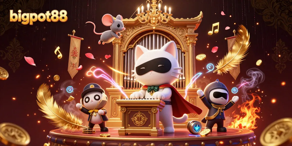 Experience the excitement of bigpot88 in a beautifully illustrated casino scene with dynamic characters and elements.