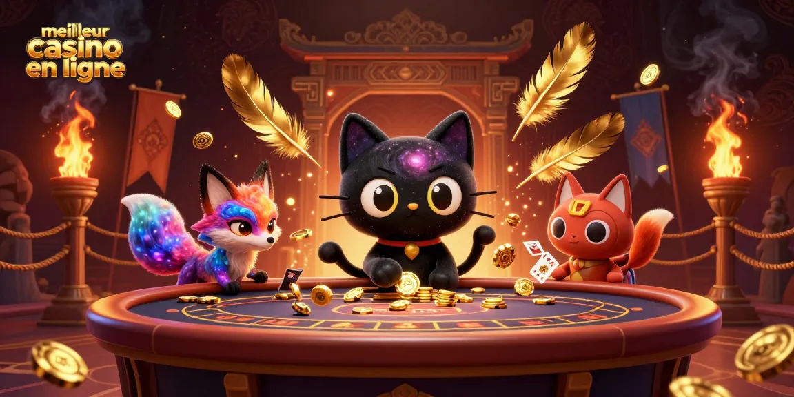 Profitez de l'expérience ultime avec le meilleur casino en ligne, où le chat noir gravitationnel attire les jetons dorés dans un cadre dynamique et vibrant.