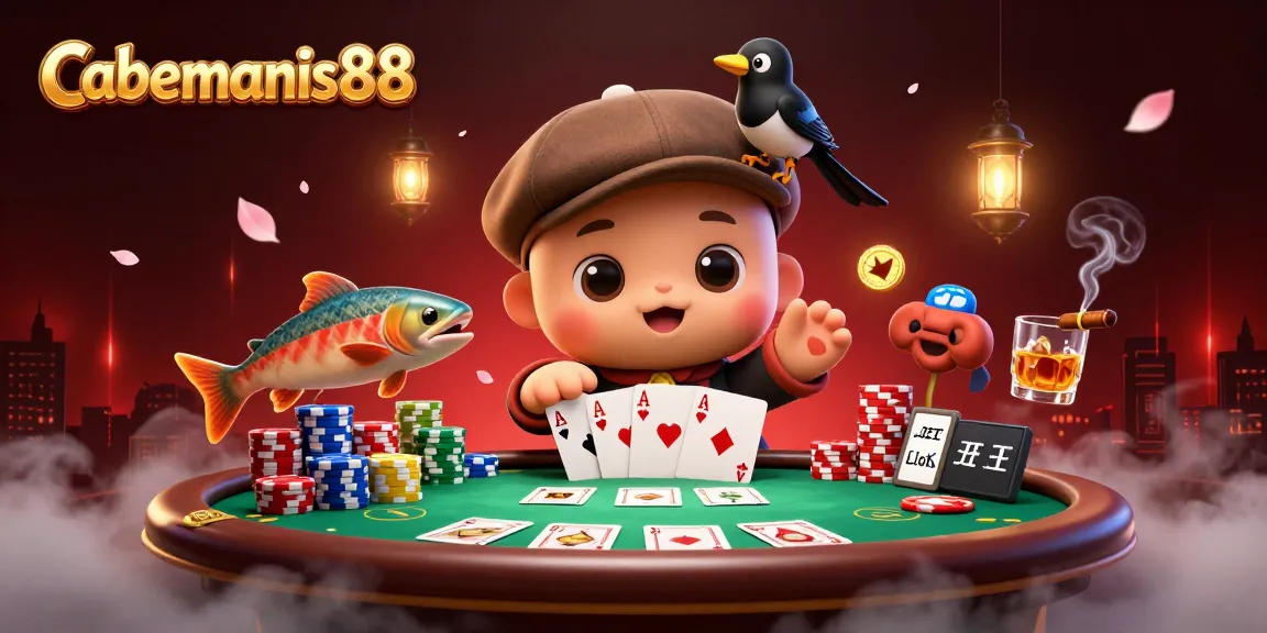 Cabemanis88 combines fun and excitement in a vibrant poker scene with animated characters.