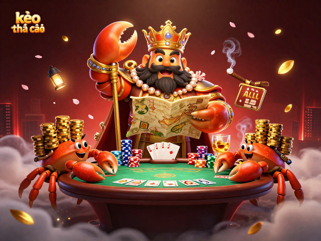 Interact with kèo nhà cái in this vibrant 3D casino scene filled with poker elements and energy.