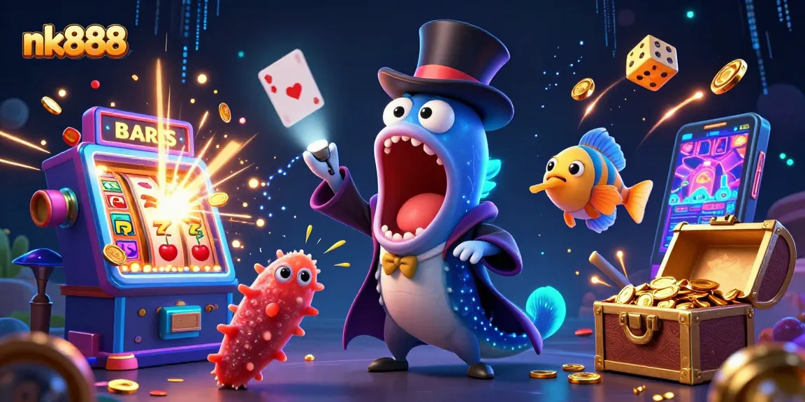 Experience thrilling gameplay with nk888's immersive 3D scene featuring a magical casino atmosphere.