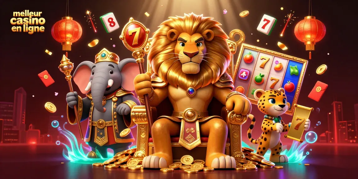 Plongez dans l'univers du meilleur casino en ligne avec un roi lion et une ambiance royale.