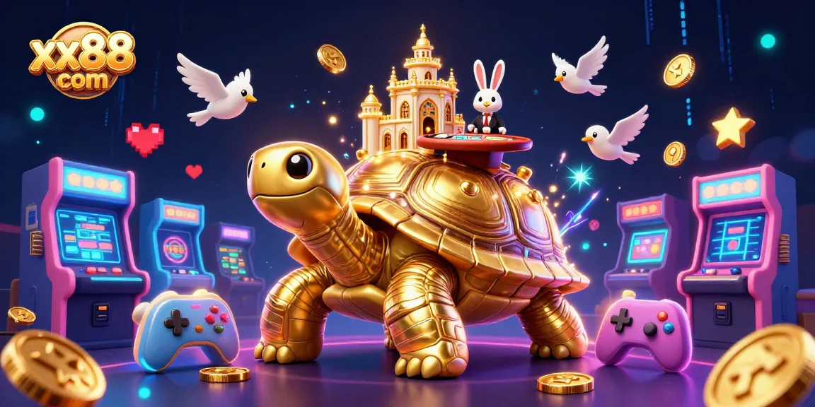 Experience thrilling games at xx88 com with a golden tortoise casino palace and a rabbit dealer.