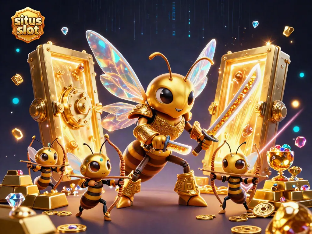 Slot gacor situs slot dengan angel berkilau dan elemen permainan di sekitarnya.