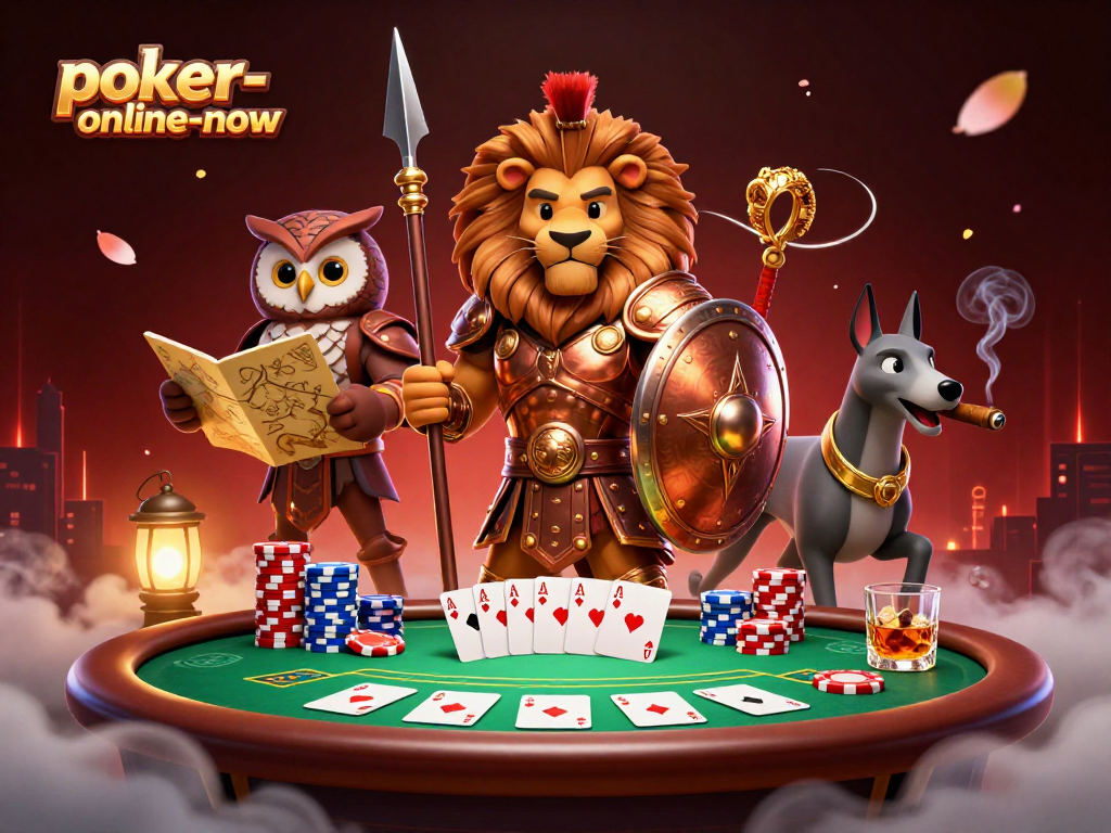 Engage in thrilling casino poker action at poker-online-now with dynamic characters and vibrant backgrounds.