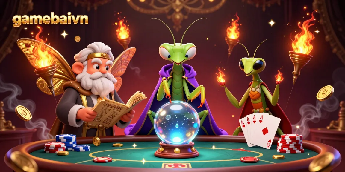 gamebaivn enhances your poker experience with a mystical illustration featuring engaging characters at the table.
