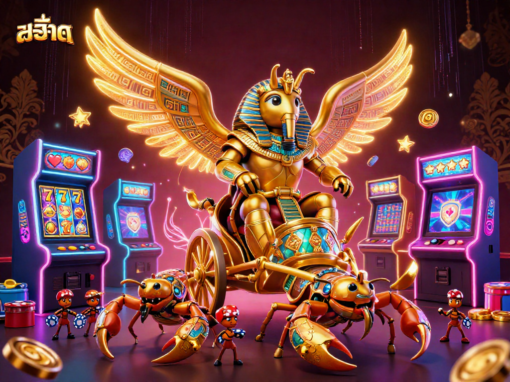 Spin to win with สล็อต in an exciting 3D casino scene full of colorful slot machines.
