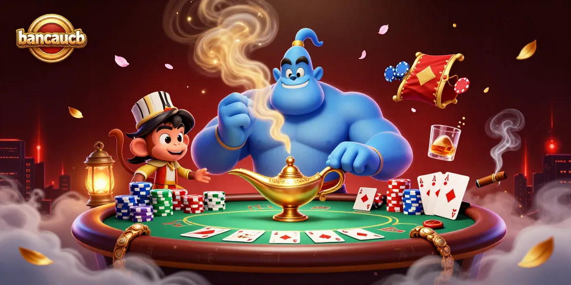 Enter the world of gambling adventure with bancaucb as a genie and monkey enhance your gaming experience.