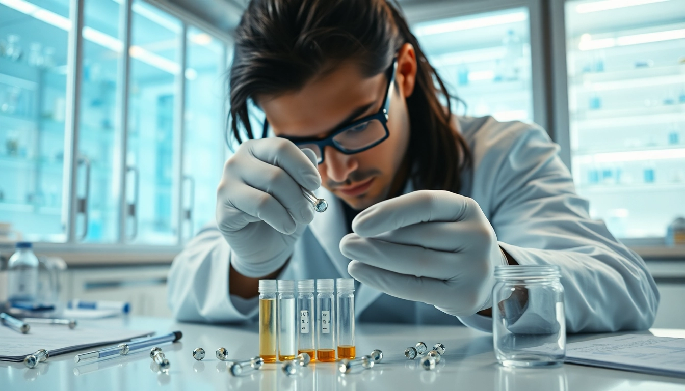 Analyze peptides like cagri in a lab setting with advanced research tools and a focused scientist.