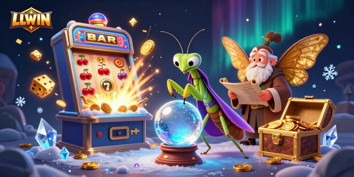 LLWIN captivates players with a dynamic scene featuring fortune tellers and a jackpot explosion amidst casino excitement.