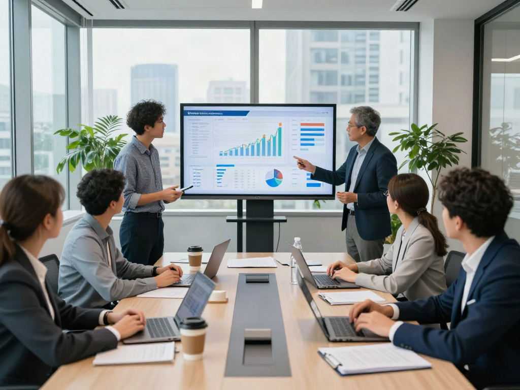 Team collaborating in a modern office setting, showcasing Lead Roedl's strategic business consulting.