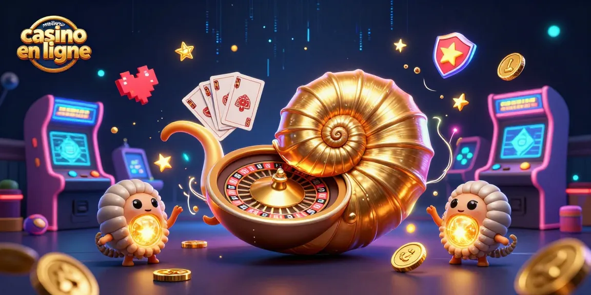 Meilleur casino en ligne avec un nautilus géant en 3D, des jeux lumineux et une ambiance de casino vibrant.