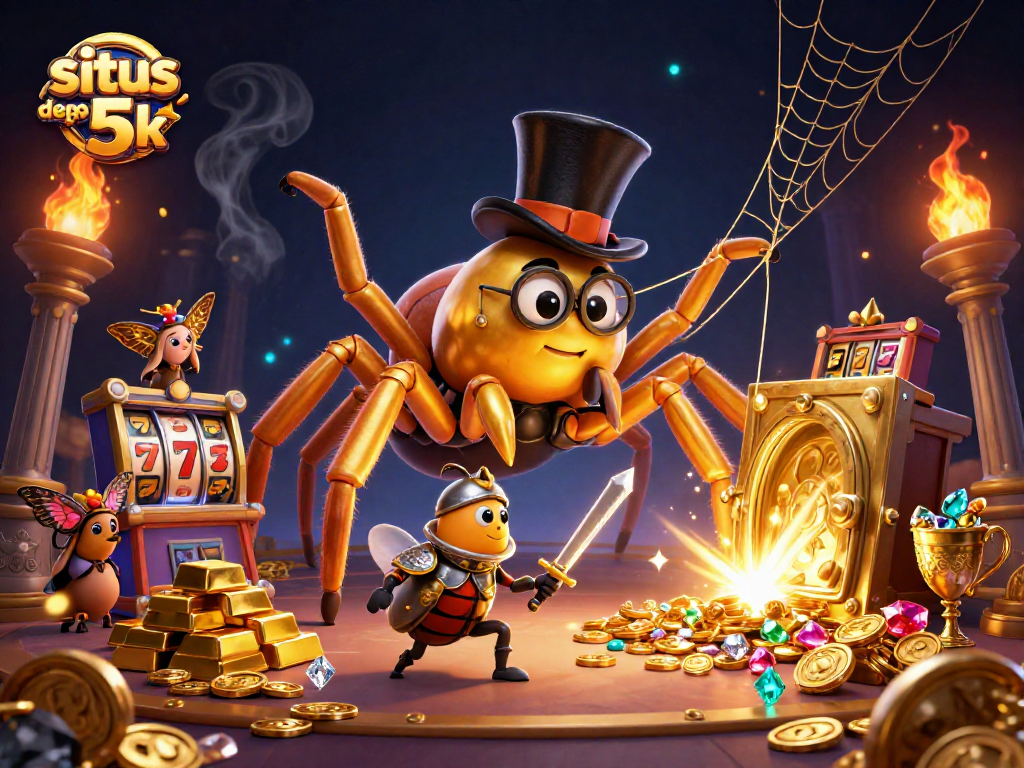 Engage with situs deposit 5k and experience thrilling slot adventures in this dynamic illustration.