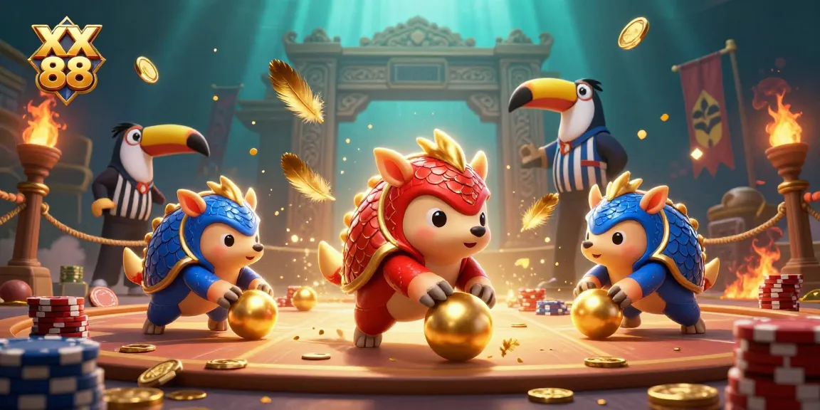 Engage in thrilling gameplay at XX 88 featuring dynamic pangolin characters in a vibrant casino setting.