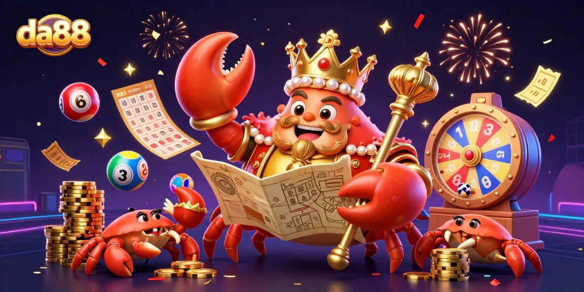 Experience gaming excitement with da88's lavish crab emperor and dynamic lottery elements.
