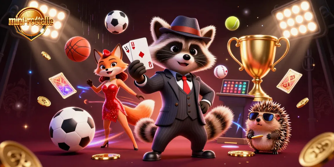 Experience the excitement of mini-roulette as a raccoon, fox, and hedgehog celebrate a winning moment.