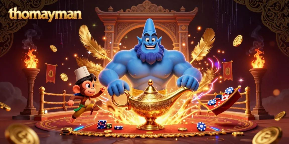 Experience thrilling adventures with thomayman in this vibrant casino-inspired 3D illustration.