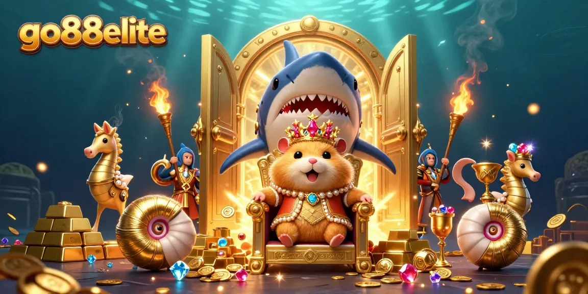 Experience winning with go88elite in a vibrant underwater casino scene featuring unique characters and treasures.