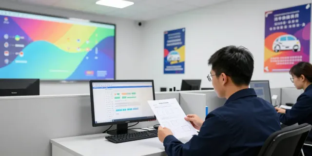MPU wegen Punkten - Professionelle Prüfungsszene in einem modernen Testzentrum mit Prüfer und Teilnehmer