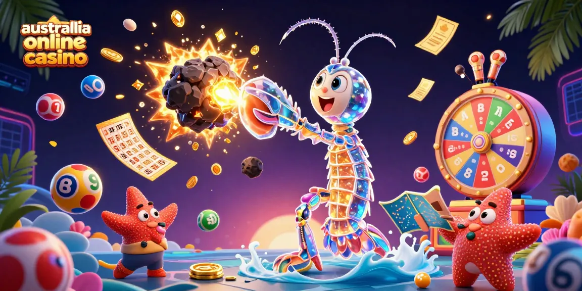 Experience the excitement of an australia online casino with vibrant illustrations of gaming elements.