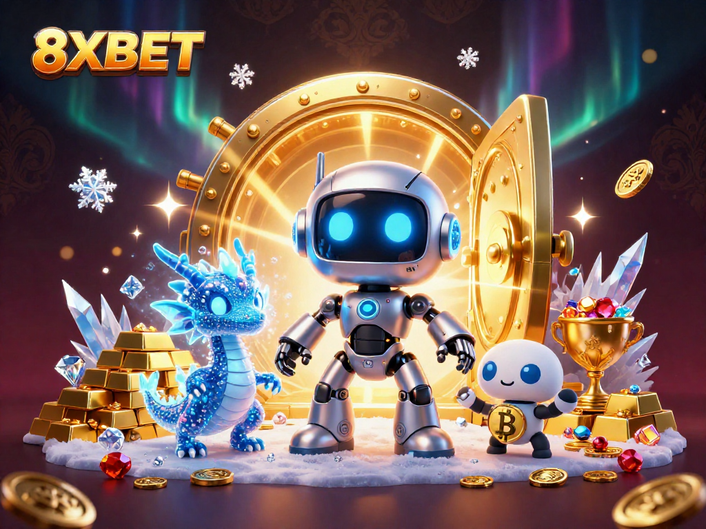 Experience vibrant wins with 8XBET featuring dynamic casino elements under a stunning backdrop.