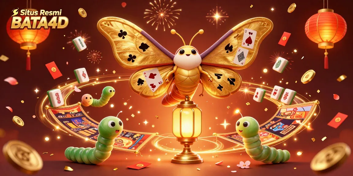 Experience the vibrant world of Situs Resmi BATA4D featuring golden gaming motifs and celebratory elements.