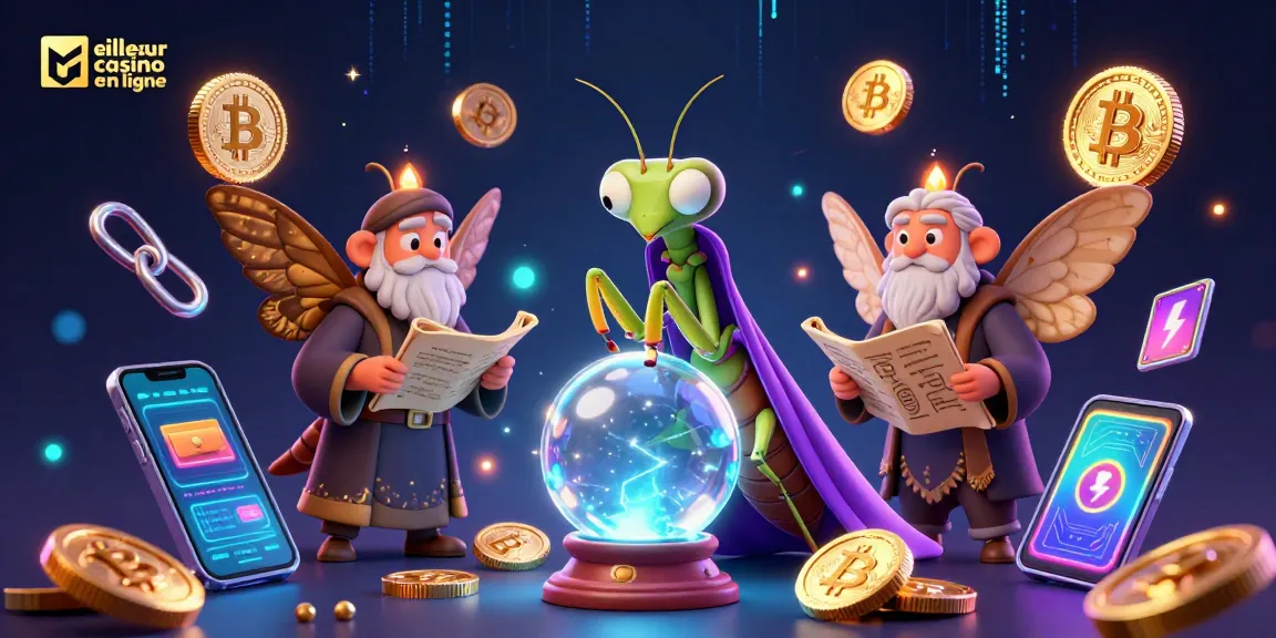 Jouez au meilleur casino en ligne avec cette illustration captivante d'un visionnaire et personnages fantastiques.