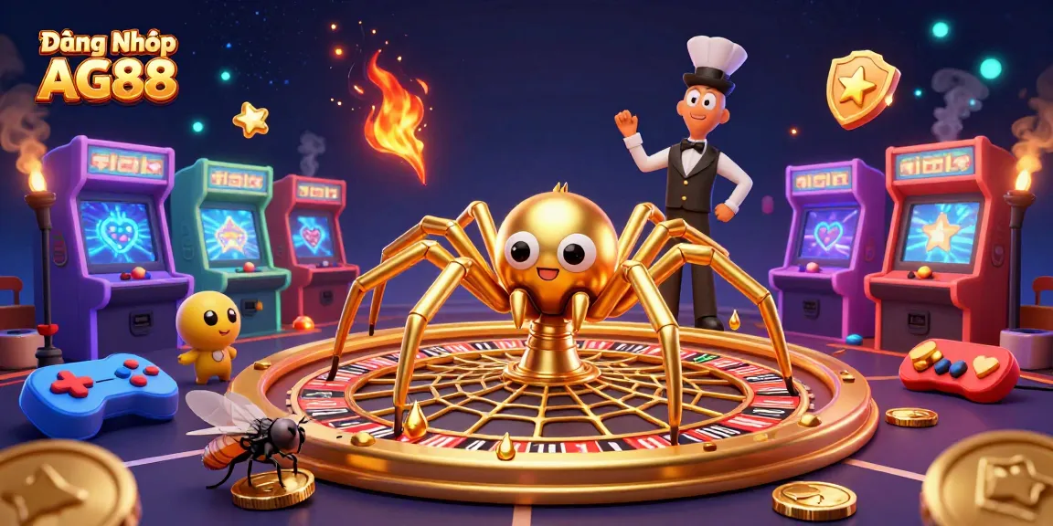 Experience the thrill of Đăng Nhập AG88 with a vibrant 3D casino scene featuring betting characters.