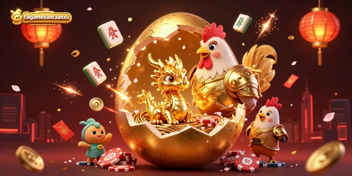 Experience the magic of taigamebancaanxu with a golden dragon surrounded by casino elements.