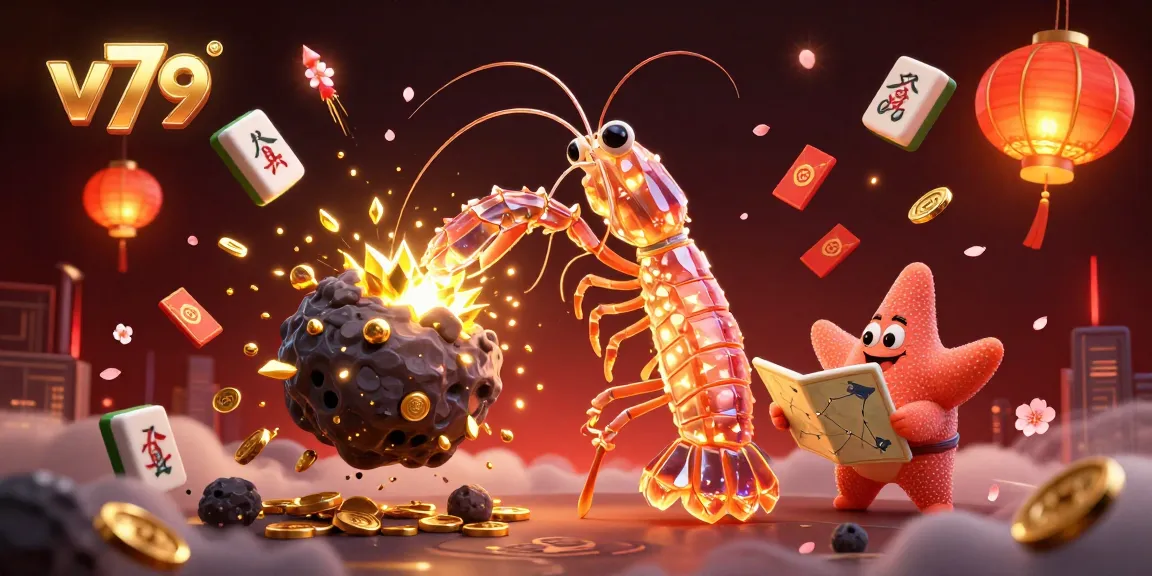 Experience the thrill of v79 with a galactic samurai shrimp and starfish in a dazzling casino-themed scene.