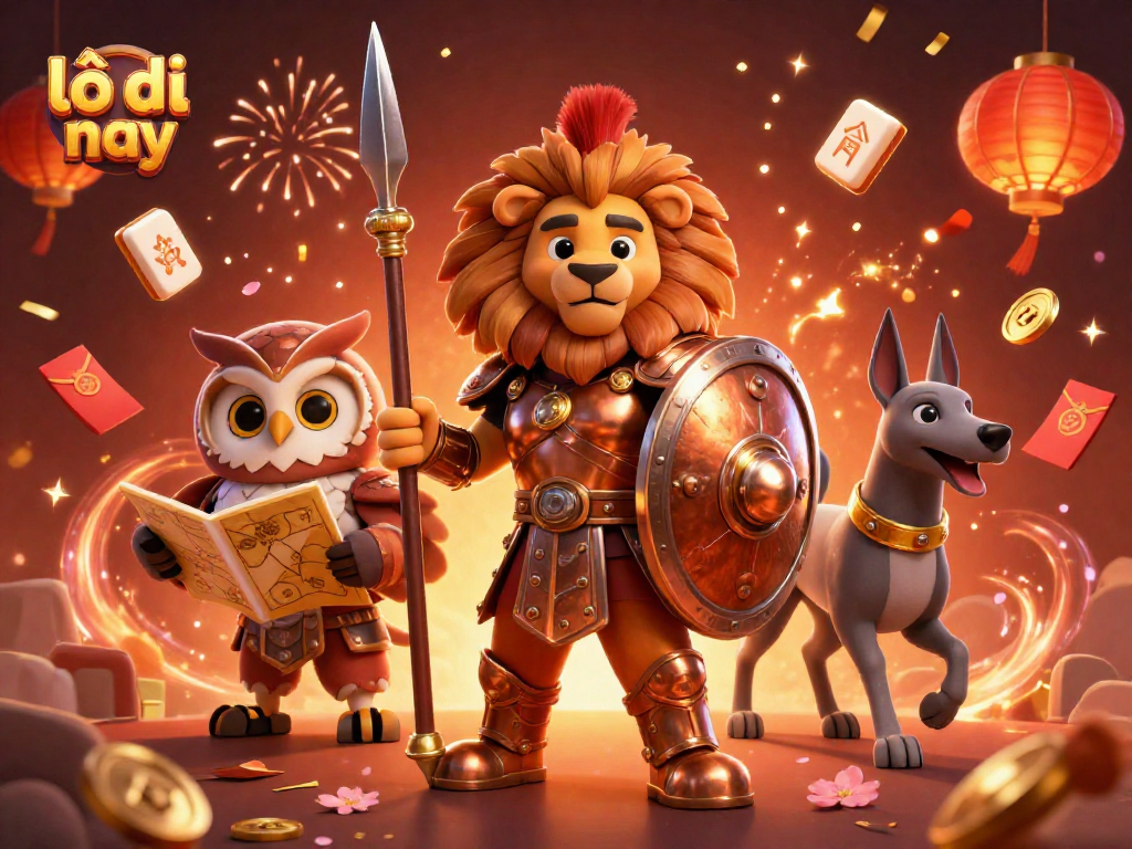 Play lô đề hôm nay with vibrant characters in a festive casino scene filled with excitement and rich details.