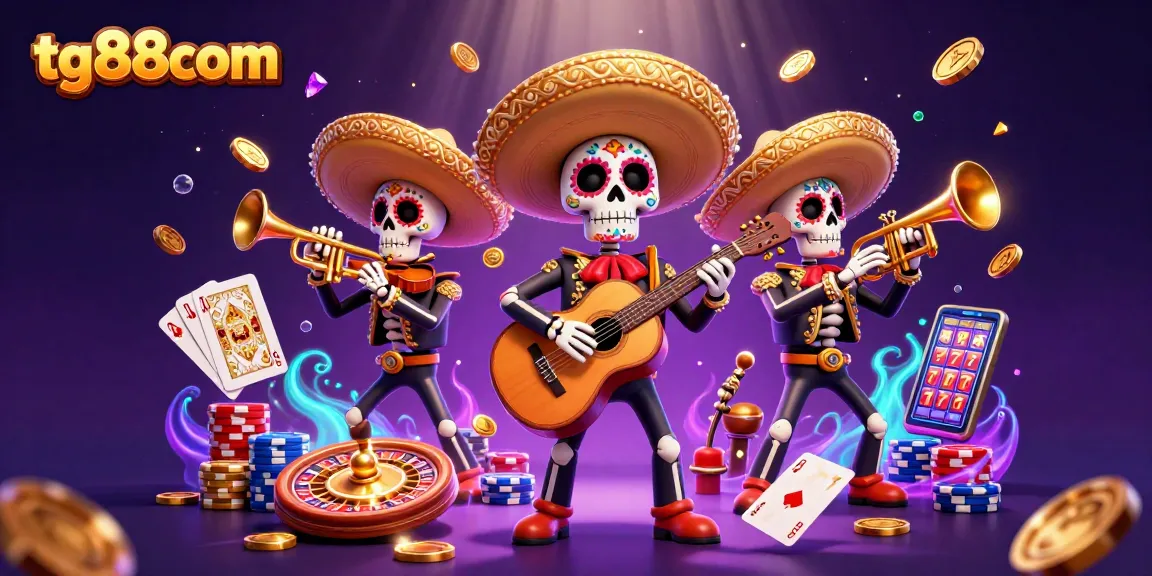 Engage with the tg88com mariachi band illustration, bustling with vibrant casino elements.