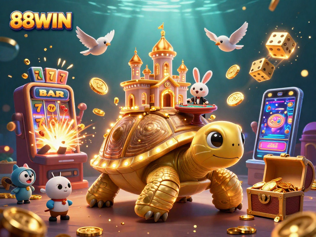 Experience thrilling plays at 88WIN with a dynamic casino scene filled with golden gains.