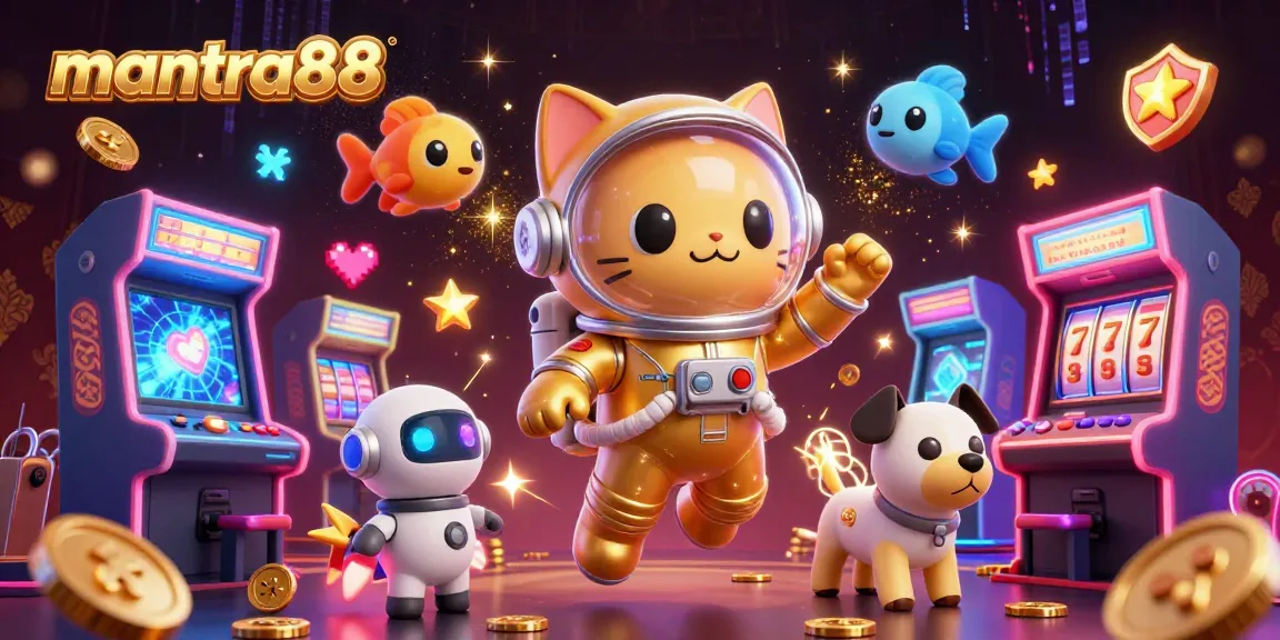 Engage with mantra88 in an exciting 3D cartoon casino scene featuring vibrant characters and game elements.