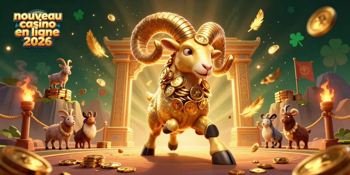 Illustration artistique de "nouveau casino en ligne 2026" avec un bélier en or cherchant la victoire dans une arène spectaculaire