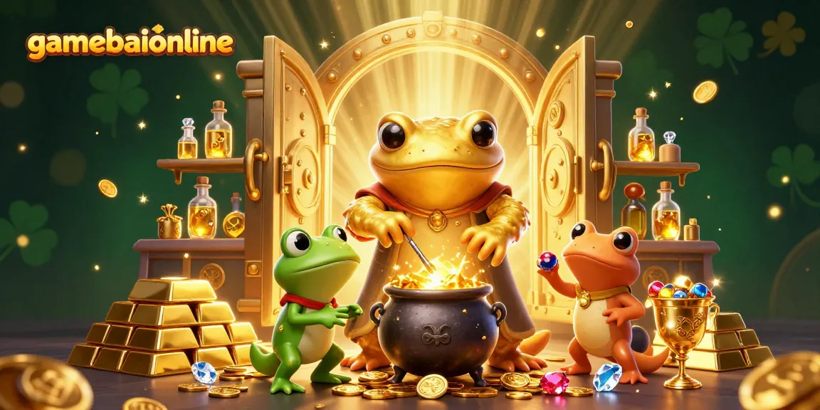 Experience gamebaiionline's thrilling play, as gold coins flow from a magical scene.