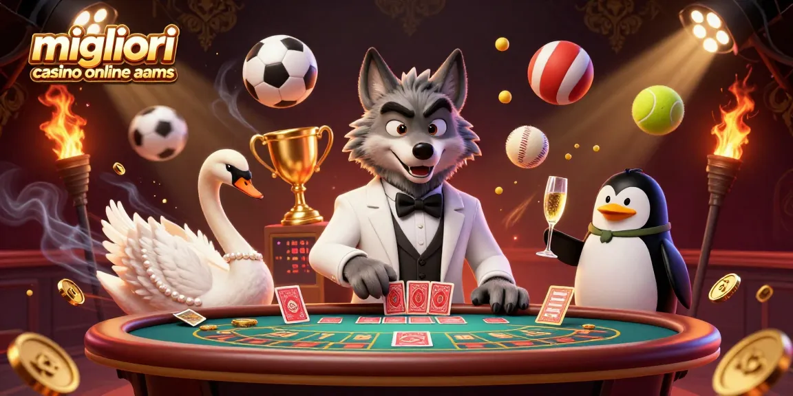 Vincere nei migliori casino online aams mentre un lupo elegante gioca a baccarat.